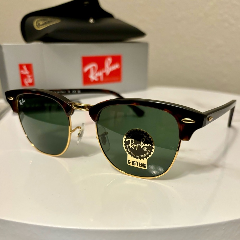 New Ray-Ban Clubmaster Classic RB3016 51mm Unisex Sunglasses - Tortoise on gold